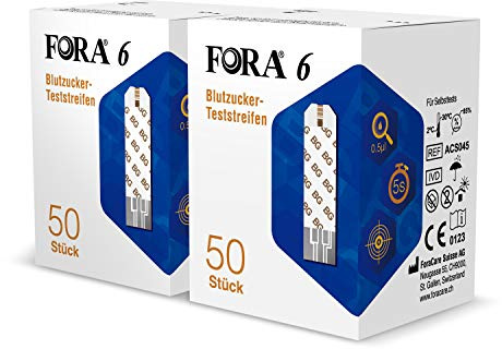FORA 6 Strisce Glicemia 100 Pezzi – Compatibili con Glucometri FORA 6 Duo/Plus/Connect