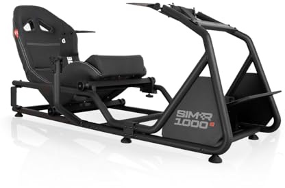 Rebblers® SIMR 1000 SIM Racing Cockpit, Verstellbarer Rennsitz von Formula bis GT/Rallye + Schalthebelhalterung, Schwarz