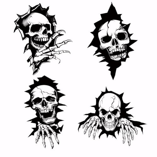 SUPERDANT 4 Transferencias para Planchar de calavera en la pared Calcomanías de Transferencia de Calor para camisetas transferencias DTF listas para prensar para ropa mochilas