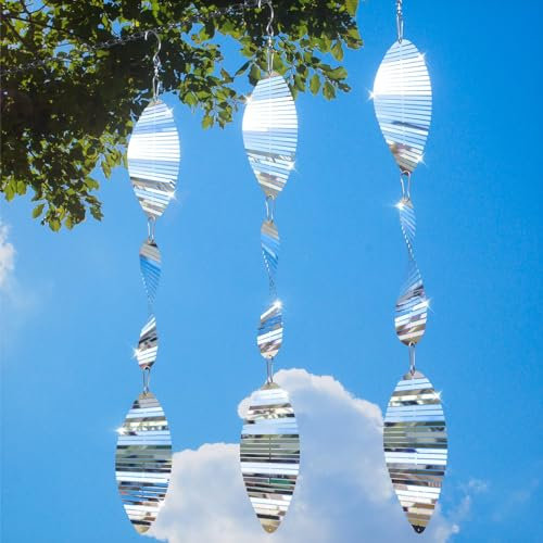 3D Reflektierende Vogelschreck，Windspirale Vogelabwehr,Silber reflektierende Wind Spiral,Vogelabwehrmittel für Vogelbalkon und Gartendekoration,Vogelabwehrmittel Schützt Haus & Eigentum vor Vögeln