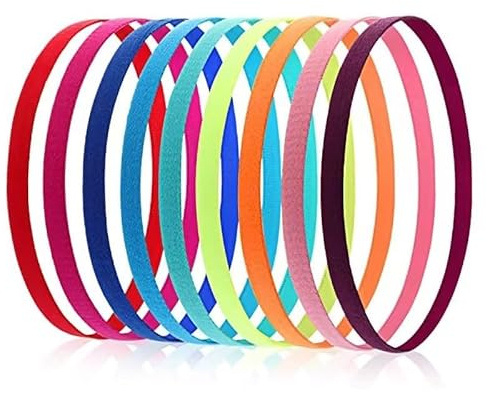 6Pcs Colored Skinny Stretchy Headbands for Women Girls - Yoga, Sports & Athletic Hair Bands with Non Slip Silicone Grip, Hair Accessories
