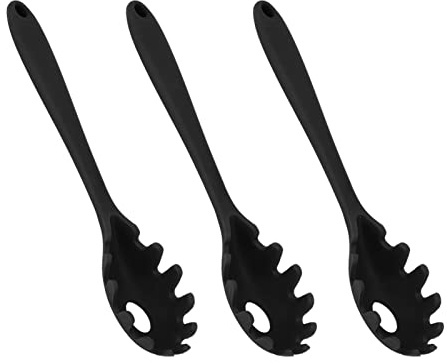 MAJONMMERD Spaghettisked Av Silikon, Pastasked Av Livsmedelskvalitet, 3 St 11,2 X 2,4 Tum Värmebeständig Nonstick Säker i Diskmaskin Köksredskap för Matlagning och Servering Pasta (Svart)