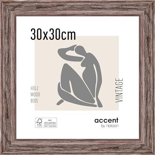 accent by nielsen cadre en bois Vintage, 30x30 cm, Brun