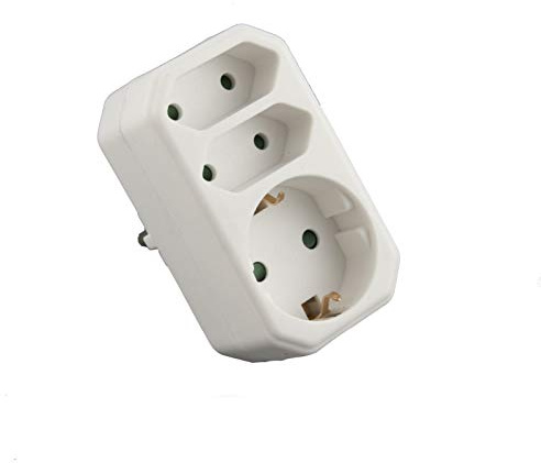 Adapter med flera pluggar, skyddskontakt, barnskydd, distributör, flera kontakter (vertikal utan strömbrytare)