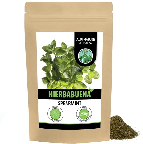 Alpi Nature Hierbabuena Infusión 250g, Menta Nana Seca y Cortada, Té de Menta Verde Marroquí