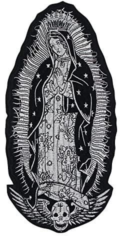 EMDO Parche para planchar grande Virgen María Bordado Apliques de Costura Etiqueta Punk Biker Parches Ropa Adhesivos Accesorios Insignia