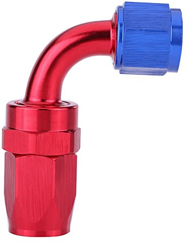 Dash 10,Fitting Blau Eloxiert,Öl-Kraftstoffleitungsanschluss,An10 Kraftstoffleitungs-Schlauchende,Drehanschluss,Ölkühleradapter,Blau Und Rot Eloxiert(90°)