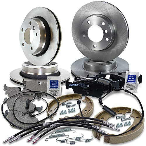 ATEC Germany Bremsenset inkl. Bremsscheiben Vorne Ø 286 mm Belüftet + Hinten Ø 276 mm Belüftet + Bremsbeläge Vorne & Hinten + Bremsbacken Hinten Kompatibel mit BMW 3er (E46)