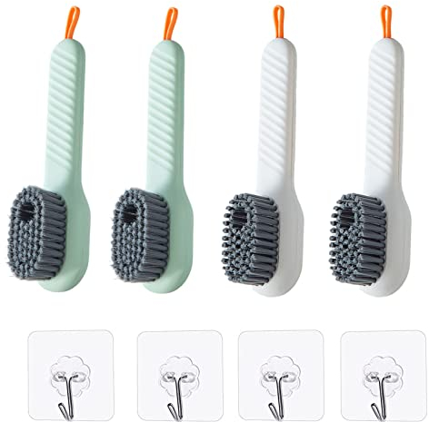 Dfuqanb 4 pièces Brosse de Nettoyage à Poils Doux, Brosse à Récurer pour Chaussures, Brosse de Lavage de Chaussures avec Distributeur de Savon, pour vêtements, Chaussures, carrelage, Cuisine