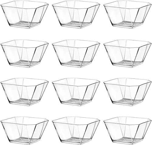 T24 Karen Obstschalen, Müslischalen 300ml Dessertgläser, Salatschüssel, Dessertschalen, Snackschale, Dipschalen, Salatschüssel Glas, Schüssel Set, Fingerfood Zubehör (12x, 300, milliliter)