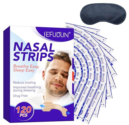 120 Stück Nasenpflaster Schnarchen, Schnarchpflaster Breathe Nase Nasal Stripes Schnarchstopper Nasenstreifen für Sport und Schlafen Gegen Schnarchen Nasenpflaster Besser Atmen mit 1 Augenmaske
