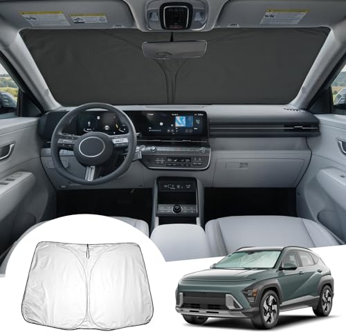 GAFAT Compatible con Hyundai Kona SX2 2024 2025 Parasol para Parabrisas interior, Kona SX2 Hybird EV Parasoles lunas delanteras, Refrigeración, Protección UV, Kona 2024 Accesorios
