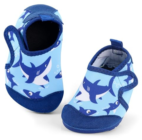 MASOCIO Chaussures Aquatiques Enfant Garcon Fille Chausson Garçon d'eau Chaussette Bebe Bébé Plage et Piscine Mer Riviere Séchage Rapide Bleu 2 (Taille Fabricant: CN 23/24) EU 20/21