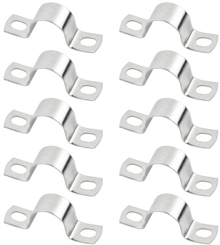 10 Piezas Abrazaderas, Acero Inoxidable U-Tube Clamp, 25mm Abrazaderas Metalicas, Tubos de Agua Manguera Sujetador, Adecuado para Fijar Mangueras, Tuberías de Agua y Cables