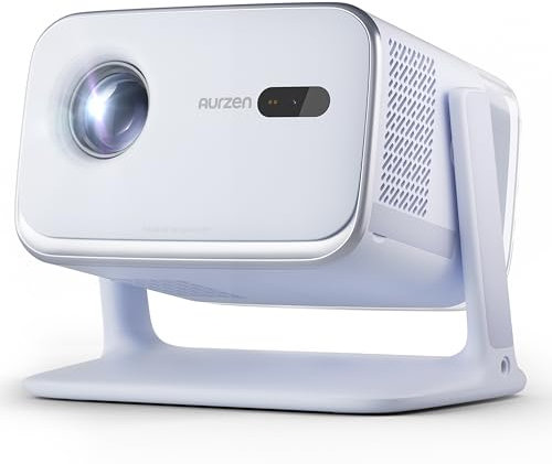 Aurzen Boom Mini 4-in-1 Smart Beamer mit Google TV, 4K Unterstützt Heimkino & Outdoor Projektor, 20W DoIby Audio, 500 ANSI Projector, ToF Autofokus & Trapezkorrektur, WLAN/Bluetooth/Handy (Blau)