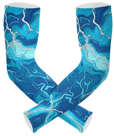 WDdZzyy Blu Fulmine Turchese Raffreddamento Manicotti Braccio per Uomini 1 Paio di Protezione UV Protezione Del Braccio, Turchese Fulmine, Taglia unica