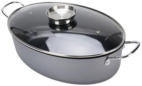 Set di Piroscafo di Pesce in Acciaio Al Carbonio, Pentola a Vapore Ovale Grande con Coperchio, Pentole a Vapore Multiuso per di Pollo per Zuppe di Pesce, Pentola per