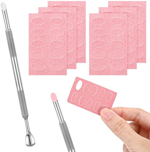 Dual Ended Nail Cuticle Pusher with 180 Self-adhesive Grit Sandpaper Sheets Replaceable Refill Nails Pre, Dual Ended Cuticle Remover for Manicure Pedicure Nail Art