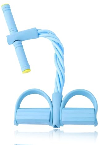 XPEX 1 PCS Fascia di resistenza per pedale(blu),fasce elastiche per allenamento, 6 tubi, corda elastica con pedale, elastici palestra, attrezzatura per esercizi per uso domestico.