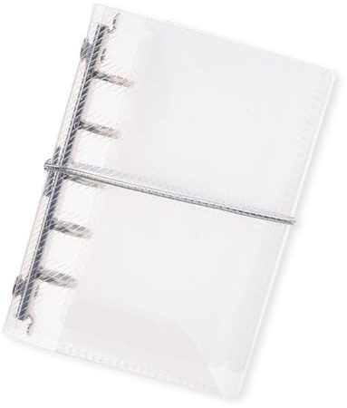 SUPERFINDINGS Classeur Transparent A8 avec Page Intérieure Mini 5 Anneaux Couverture de Classeur PP avec Bande et 30 Pièces 2 Styles Feuilles de Séparation d'Index de Classeur PP pour Organiser Photos