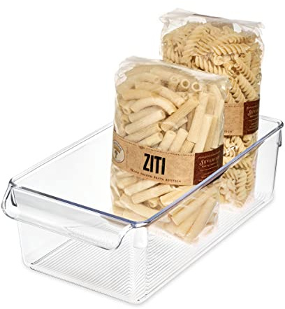 iDesign Linus Plastic Fridge and Freezer Storage Organizer Bin with Handle, Clear Container for Food, Drinks, Produce Organization, BPA-Free , 11.5 x 6 x 3.5, Clear