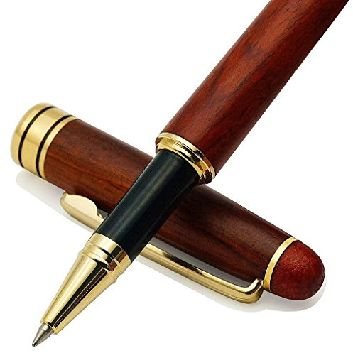 IDEAPOOL Luxury Rosewood Ballpoint Pen Writing Set - Extra 2 Black Refills - Elegant Fancy Nice Gift Wood Pen Set for Signature Executive Business Journaling