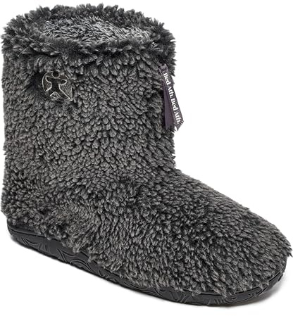 Bedroom Athletics Mens Gosling Snow Tipped Sherpa Slipper Boot Soft Warm fluffy Zip Memory Foam Indoor Outdoor Machine Washable non slip Ankle Boot house Slippers - Black UK 9/10