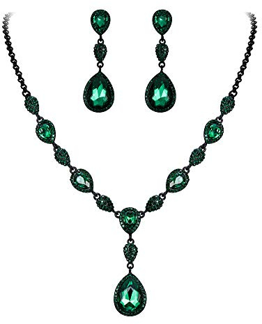 Clearine Juegos de Joyas de Mujer Cristales Forma Agua Gota Lágrimas Collar y Pendientes para Novia Boda Fiesta Elegante