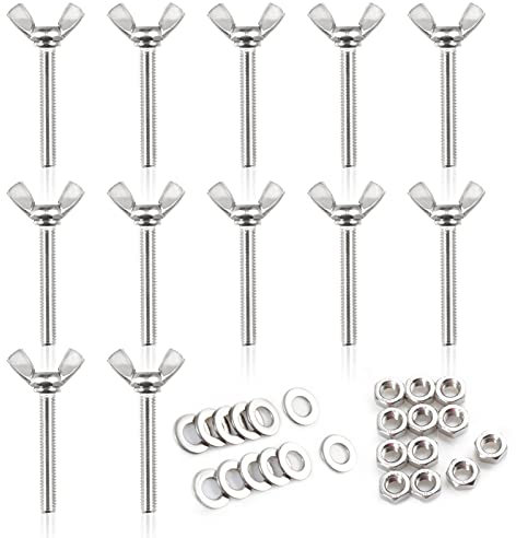 Leontool - Viti a farfalla con manopola a farfalla, M6 x 40 mm, viti a pollice in acciaio inox 304, dadi e rondelle a farfalla