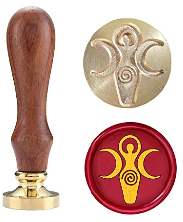 Spiral gudinna vax förseglingsstämpel, tätning vax stämpel koppartätning med trähandtag, vintage trippel måne gudinna sigill vax stämpel