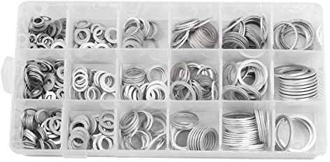 LeHang 450pcs rondelles de Joints Plats en Aluminium Joint Assorti rondelle d'étanchéité en métal bagues d'étanchéité en Aluminium Assorties
