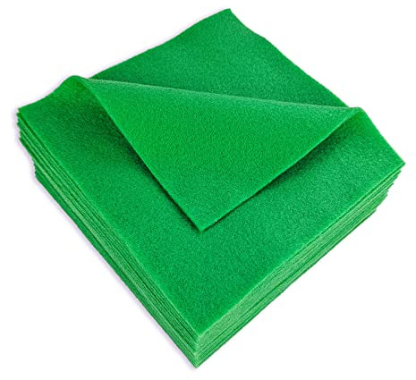 Jtnohx Tela de Fieltro Suave, Flexible Hojas de Fieltro para Manualidades, 1,4 mm Grosor Tejido de Colores para Bricolaje y Costura 15x15 cm (Verde)