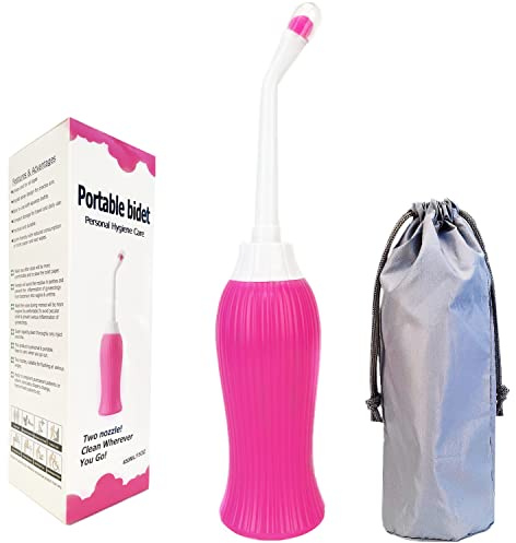 Latawon Portable Bidet Spray Handheld,450ML Water Capacity with 2pcsAngled Nozzle,Personal Bidet Sprayer for Ass Washing,Personal Hygiene Bathroom Aid,Pregnant Cleansing, Postpartum Clean, Pink