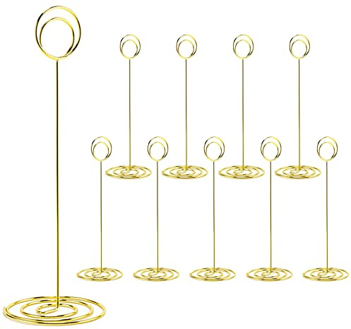 Table Number Holders, 10PCS Place Card Holder, Photo Holder (8.7 Gold)