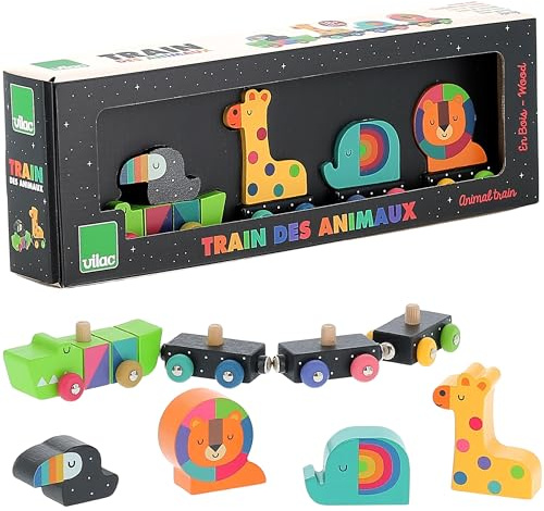 Vilac - Treno degli animali - Andy Westface - Giocattolo di risveglio originale in legno - Animali intercambiabili - Metodo Montessori - per bambini a partire da 18 mesi - 7415
