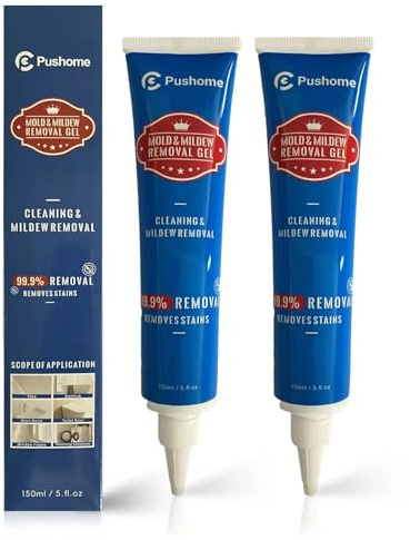 Pushome Household Mold Stain Remover Gel,Grout Cleaner Best for Home Kitchen Sink, Bathroom Shower,Front Load Washing Machine, Refrigerator Strips, Silicone Caulk,Sink Sealant(2Pack)