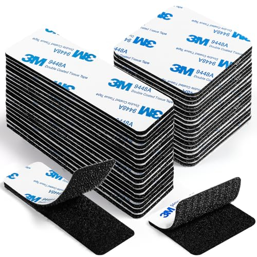 LLNRC Scratch Autocollant Double Face,Bande Scratch Agrippantes Adhésives Extra Fort,12 Pièces Noir Puissant Double Face Réutilisable pour Ménage,Bricolage