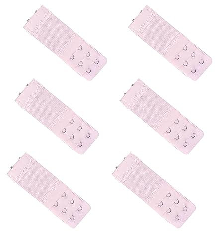 Pack of 6 Bra Strap Extenders Women 3 Rows 2 Hooks Underwear Bra Extender Brassiere Extension Hooks Strap Adapter Extensions Elastic Extender Set for Women Everyday Bra Pink