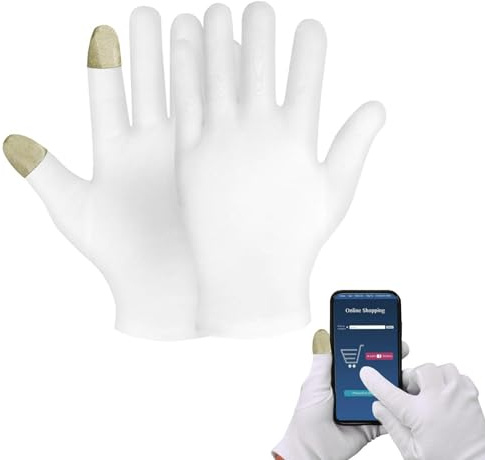 Guantes hidratantes de noche, guantes hidratantes para las | manos, guantes de dormir para la noche, guantes de spa elásticos gruesos reutilizables con pantalla táctil