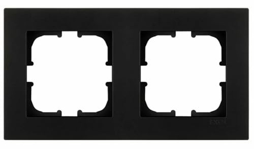 EXEN Cadre de Finition Double Noir Métallisé 154 mm - 2 Postes Série KARELL - Plaque Murale Encastrable pour Prise Électrique et Interrupteur - Design Moderne Compatible avec Modules EXEN - K102/14E