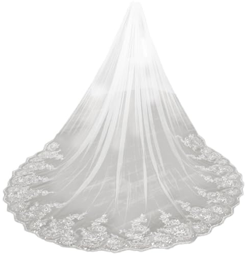 Velos Nupcial Nupcial Largo Catedral Velo De Novia Flores 3D Floral Encaje Pétalos Velo Novia Accesorios De Boda