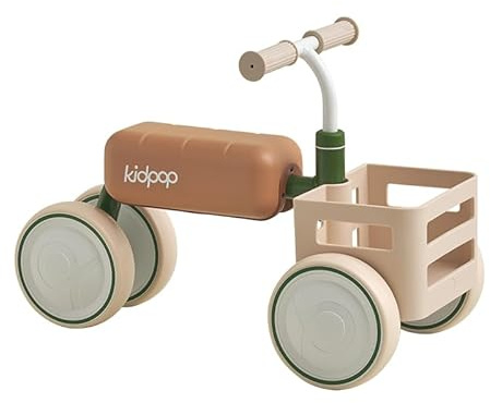 Kidpop Toast Baby Walker Convertible Push Rider with Detachable Seat, Anti-Tip Tri-Frame & Food-Grade Basket for 10-36 Months (Green)
