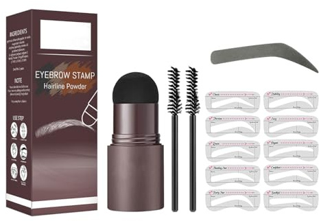Clawrex Juego de plantillas impermeables para cejas, polvo de cejas con 10 plantillas reutilizables para cejas, duradero, natural, multifuncional (gris oscuro)