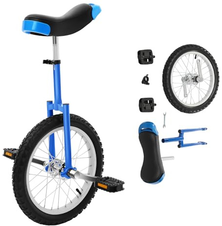 ROGONPDK 16-tums enhjuling, enkelhjul med 2 pedaler, enhjuling för vuxna, höjdjusterbar enhjuling, utomhushjul, för kontorsarbetare, cykelsportentusiaster och andra (blå)