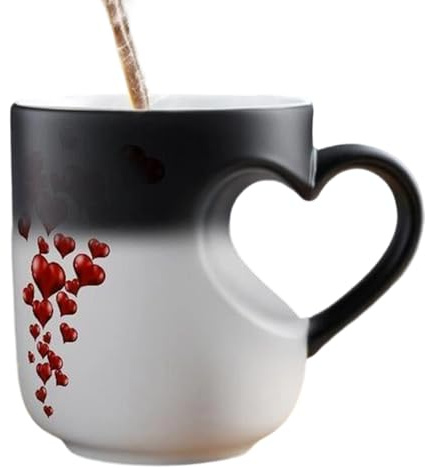 Färgskiftande kaffemuggar | med hjärtformat handtag för mjölk Y - hjärtformat handtag och färgbyte för värme | för kvinnor, män, barn, familj, arbete, Dormit