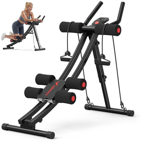 MERACH Ab Roller Dual Track - Ab Machine Adjustable Ab Trainer Abdominal Trainer for Home Gym, Ergonomic Arc Track for Abs Machine Foldable Ab Cruncher for Full Body Workout Home Gym Equipment