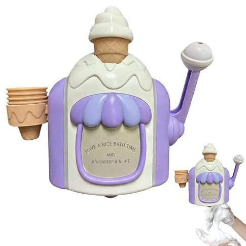 FxaumsGxuk De Baño De , 23x8x20,5cm ABS Fabricante De Helados para Baño, Máquina De Burbujas De Baños De Espuma Helados Juguetes De Bañera para Niños Y Niñas Preescolares 4+ Años