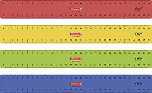 Baier & Schneider - Lineal für Schule und Büro, Flexi Lineal, 30 cm, in 4 sortiert Farben, 1 Stück