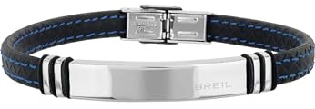 Breil, Collezione Black Savage, Bracciale da Uomo in Acciaio Lucido e Silicone, con Cuciture a Contrasto, Accessorio Minimalista e Casual, Lunghezza Regolabile Fino 22 cm, Idee Regalo Uomo, Nero