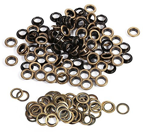 Walfront Ösen Messing, Leder Handwerk DIY Öse Ösen Kit mit Unterlegscheiben für Leder Leinwand Kleidung Gürtel Schuhe Messing Ösen(10mm 100sets)